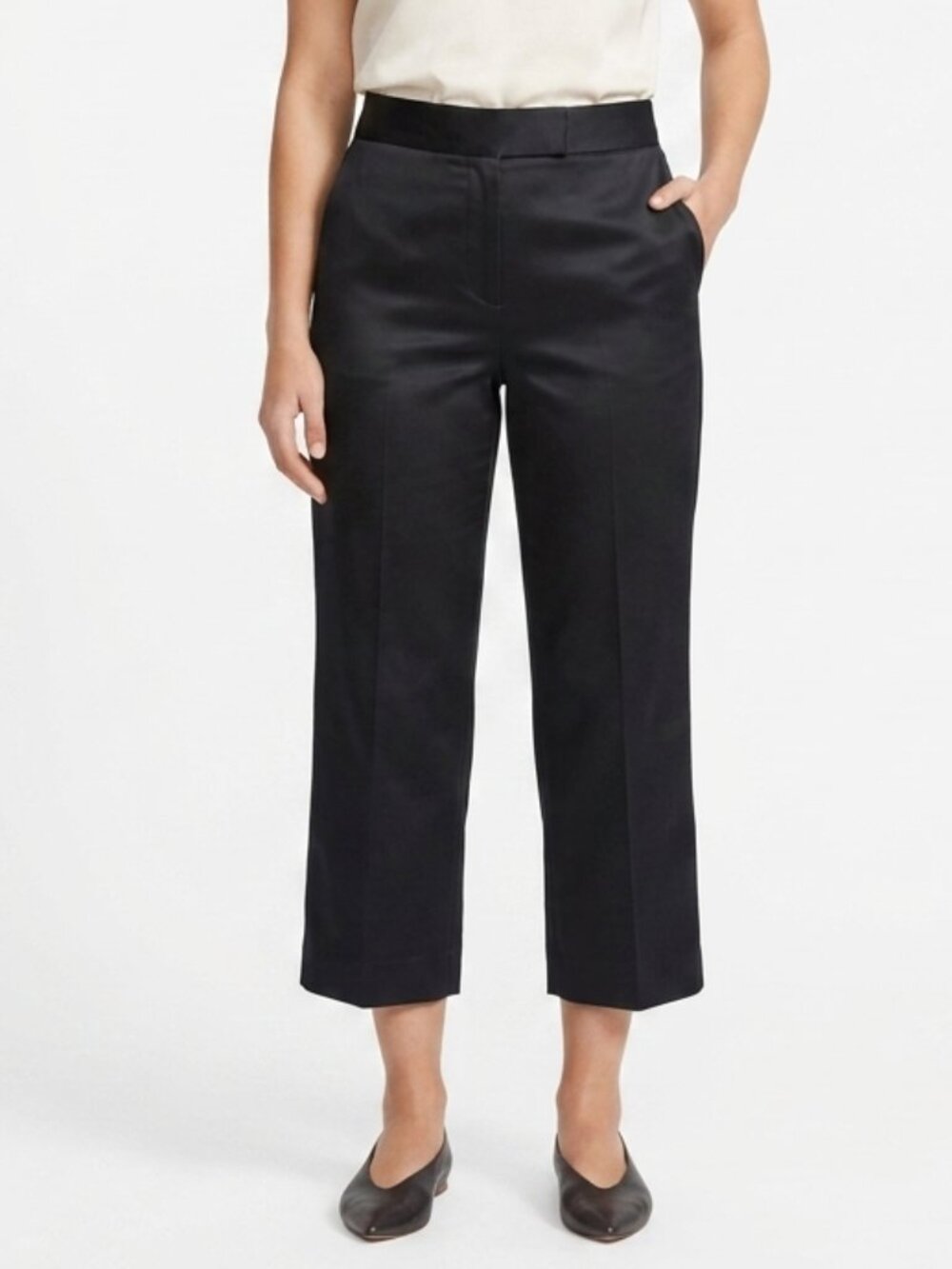 Hugo Boss "Taruna" Cropped Polished Cotton Blend Sateen Pant- Sz. 12